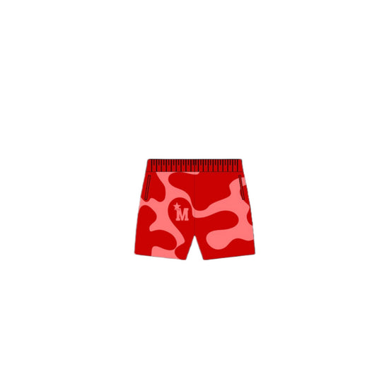 Red MOP Monogram Shorts