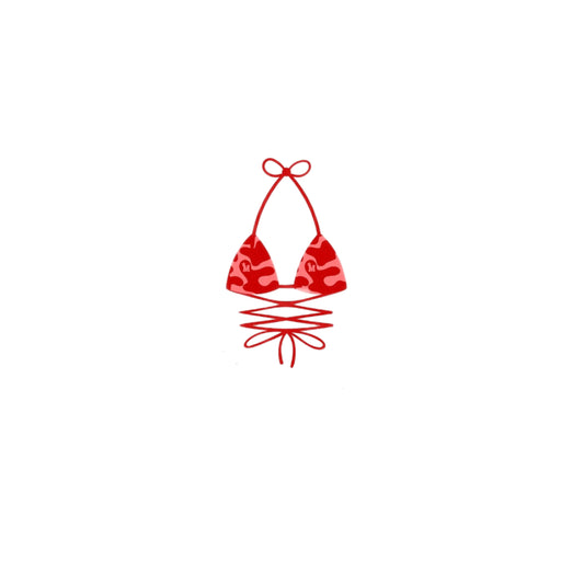 Red Monogram Bathing Suit Top